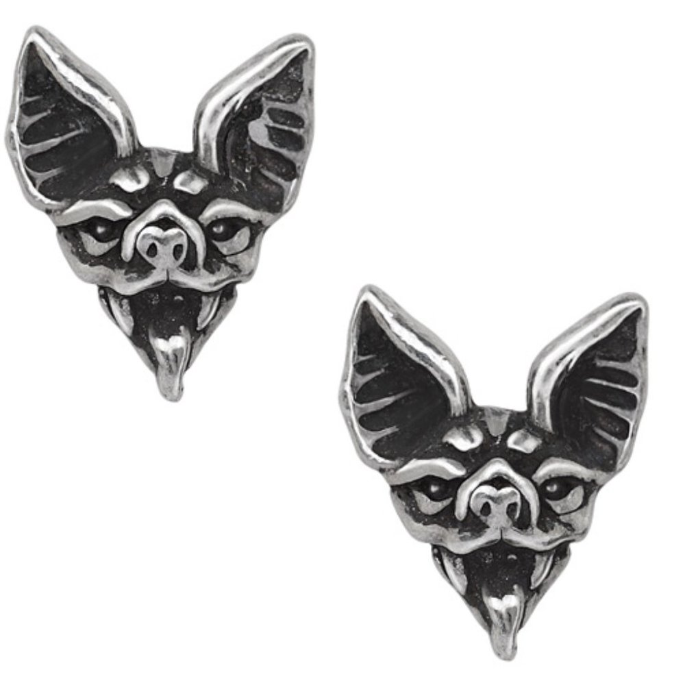 Alchemy Gothic Cauchemar Studs Bat Head Earrings Pair Surgical Steel Posts NWT